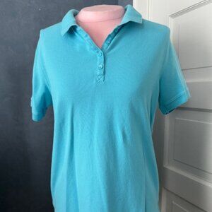 Croft and Barrow Women's Polo Shirt Size L Turquoise/Aqua